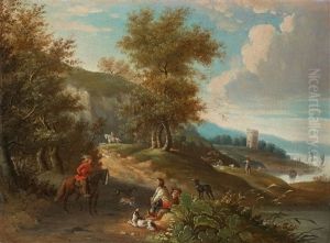 Landschaft Mit Reitern Und Anglern by Christian Georg Schuetz the Younger