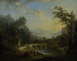 Flusstal Mit Brucke (+ Burg Sowie Mondlandschaft Mit Flussufer; Pair)