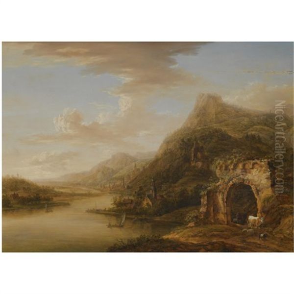 An Extensive Rhenish Landscape With A Ruined Arch In The Foreground - view 1