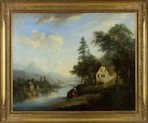 Ideale Flusslandschaft Mit Anglern