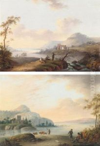 River Landscape With Drovers And Their Animals (+ River Landscape With Fishermen; Pair)