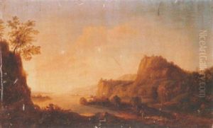 A Rhineland Landscape With A Rider Conversing With A Shepherd Beside His Flock In The Foreground