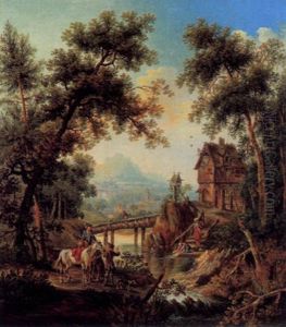Bewaldete Fluslandschaft Mit Einem Reiter