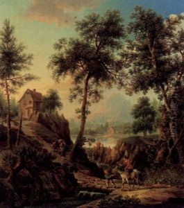 Bewaldete Fluslandschaft Mit Einem Reiter by Christian Georg Schuetz the Younger