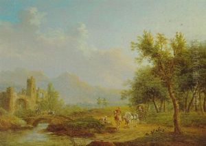 Fluslandschaft Mit Ruinen Und Reisenden by Christian Georg Schuetz the Younger