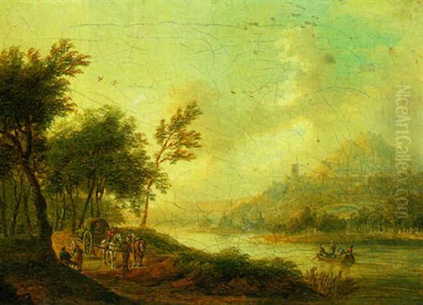 Rhenish Landscape With Travellers - view 1