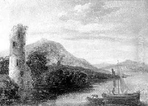Fluslandschaft Mit Ruine Und Booten by Christian Georg Schuetz the Younger
