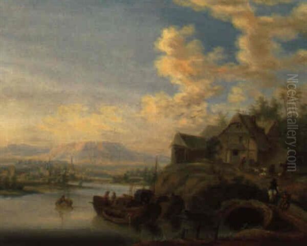 Fluslandschaft Mit Booten - view 1