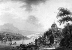 A Rhenish Landscape by Christian Georg Schuetz the Younger