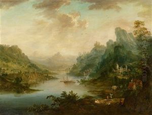 Panoramic River Landscape by Franz Schuetz