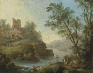 Flusslandschaft Mit Staffage