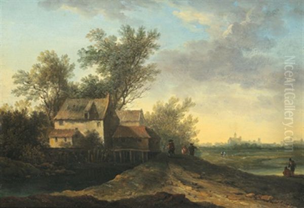 Hauser An Einem Fluss Mit Figuren - view 1
