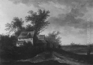 Landschaft Bei Abendstimmung by Franz Schuetz