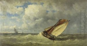 Sailing Boats In Choppy Seas by Jan Frederik Schutz