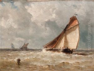 Barges On Choppy Waters by Johannes Frederick Schuetz