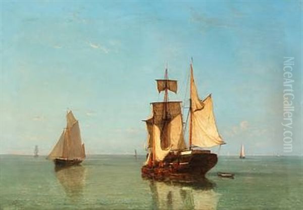 Calm Summer Day With Sailing Ships At Sea - view 1