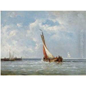 Shipping In An Estuary by Johannes Frederick Schuetz