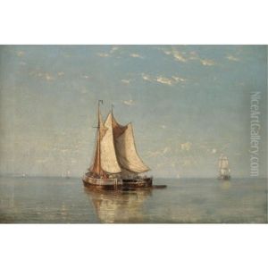 Fishing Boats In A Calm by Johannes Frederick Schuetz