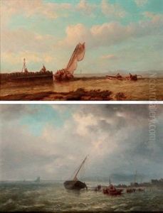 Busy Fishermen (+ Another; 2 Works) by Johannes Frederick Schuetz