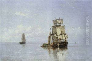 Fischkutter Auf Ruhiger See by Johannes Frederick Schuetz