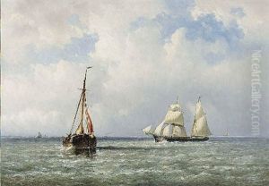 A Pink And A Schooner In A Breeze