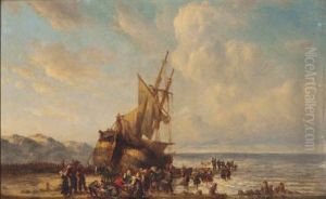 Bateau A Voiles Echoue by Willem Joannes Schuetz