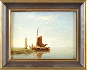 Kutter Vor Der Kuste In Sommerlicher Stimmung by Willem Joannes Schuetz