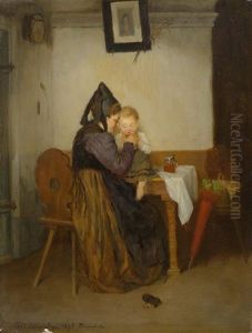 Mutter Mit Kind In Einer Stube by Wilhelm Schuetze