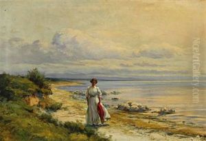 A Young Woman On The Beach by Wilhelm Schuetze