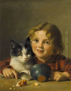 Kind Mit Katze by Wilhelm Schuetze