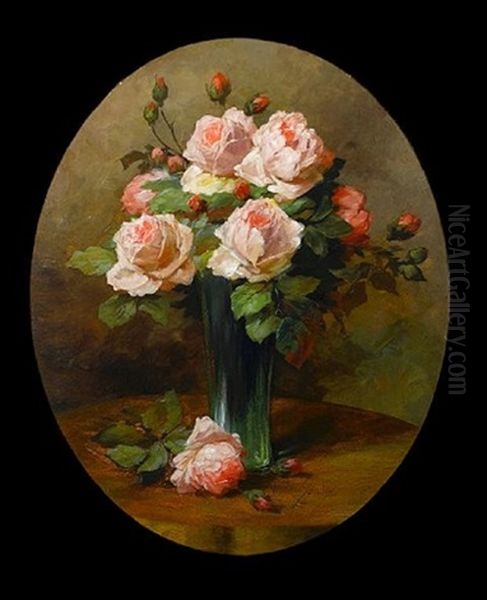Still Life Of Roses In A Glass Vase - view 1