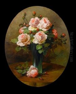 Still Life Of Roses In A Glass Vase by Wilhelm Schuetze