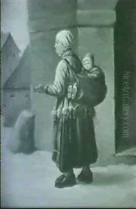 Mor Der Baerer Sit Barn Pa Ryggen by Adolph Ulric Schuetzercrantz