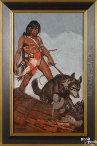 Native American Boy And Wolf by Remington Schuyler