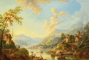 Weite Flusslandschaft Im Abendlicht