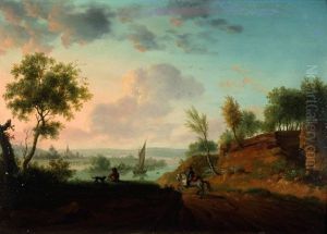 Flusslandschaft Mit Schimmelreiter by Johann Georg Schuez