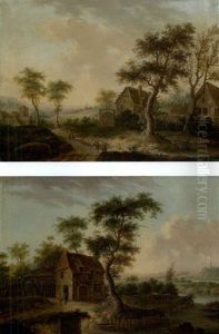 Dorflandschaft Mit Personenstaffage (+ Another, Similar; 2 Works) Dorflandschaft Mit Personenstaffage (+ Another, Similar; 2 Works)