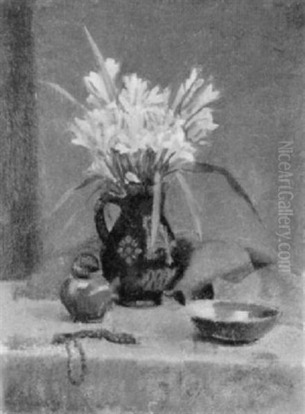 Stilleben Mit Blumenstrauss, Schale Und Kannchen - view 1