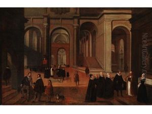 Kircheninneres Mit Figurenstaffage by Johann Michael Schwabeda