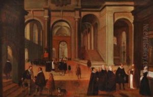 Kircheninterieur Mit Figurenstaffage by Johann Michael Schwabeda