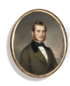 A Young Gentleman, In Moss-green Coat With Black Velvet Collar