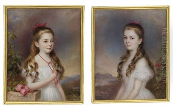 Marie Baroness Von Furstenberg Zu Stammheim In Off-the-shoulder White Dress (+ Paula Baroness Von Furstenberg Zu Stammheim; 2 Works) - view 1