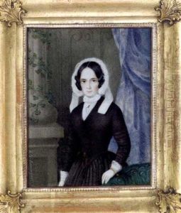 Princess Marie Lichnowsky Nee Princess Of Croy-dulmen, In Black Dress, White Shirt With High Lace Collar And Lace Cuffs, Coral Bracelet, Gold Chain Pinned At Waist ... by Richard Schwager