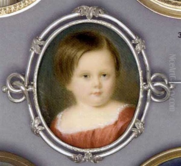 A Girl In Lace-bordered Red Dress, Short Brown Hair - view 1