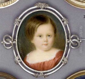 A Girl In Lace-bordered Red Dress, Short Brown Hair