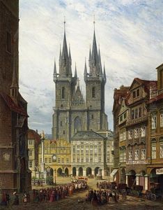 In Der Altstadt Von Prag. Prozession Auf Auf Dem Altstadter Ring Vor Der Theynkirche by H. Schwan