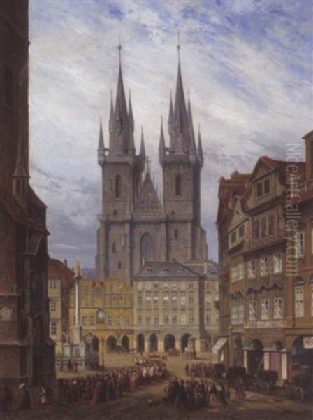 Der Altstatter Ring Und Die Teynkirche In Prag - view 1