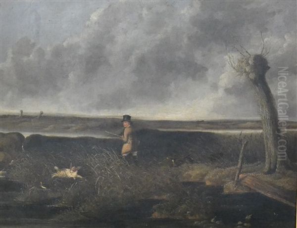 A Gentleman Out Duck Shooting With His Two Spaniels - view 1