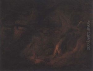 Wanderer In Einer Phantastischen Waldlandschaft by Charles Henry Schwanfelder