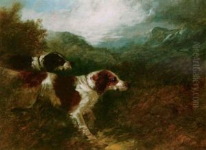 Spaniels In A Landscape by Charles Henry Schwanfelder